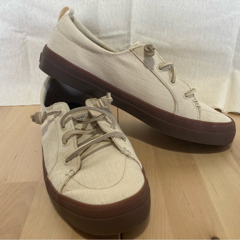 Sperry Women's Crest Vibe Textile Ivory Platform Sneakers. Size 8.5